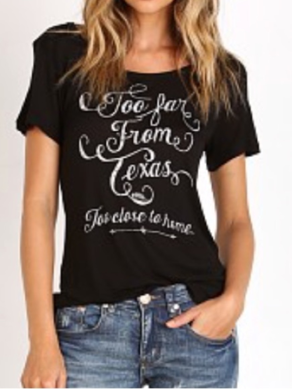 GUC Spell Too Far From Texas Tee in Black size small